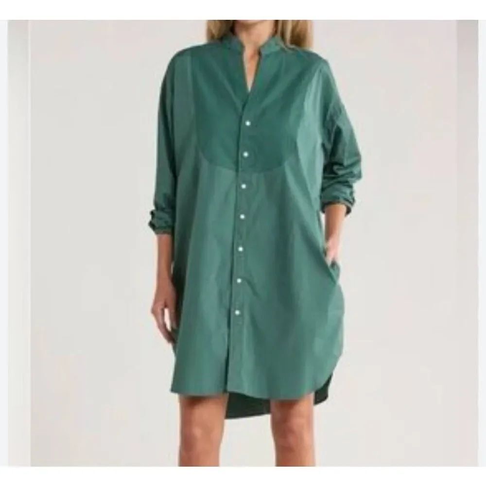 Frank&Eileen Tori Italian Tuxedo Shirtdress in green sz Medium